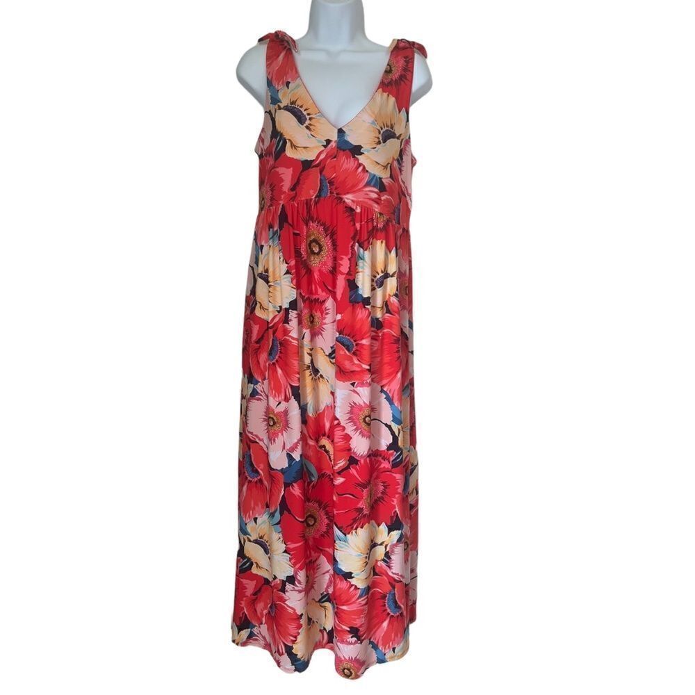 T Tahari Floral Orange Maxi dress sz 8